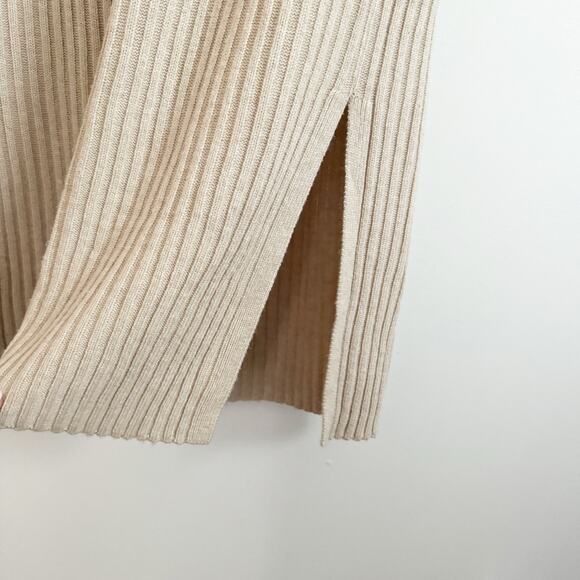 & OTHER STORIES Mock Neck Wool Blend Midi Dress Beige Cream Small S - Picture 7 of 11